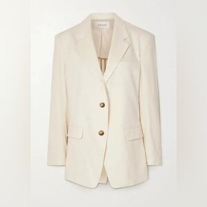 FRAME  Grandfather Linen Blend Jacket - Ivory $578